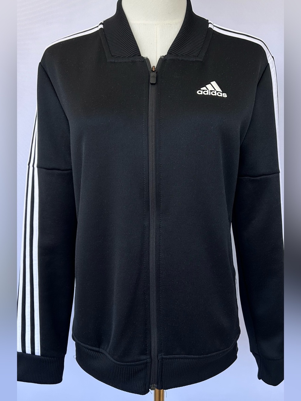 Adidas Women’s Snap Track Jacket Classic 3 Stripe Design Full Zip Size Small